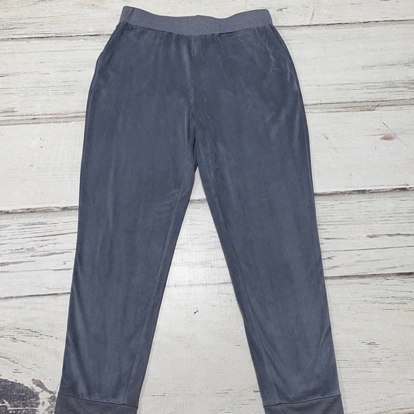 LOGO Lori Goldstein Pants Gray Loungewear Joggers Microsuede 8 - Picture 1 of 9